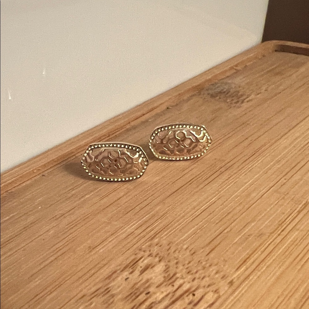 Kendra Scott Gold and Rose Gold Filigree Oval Stud Earrings